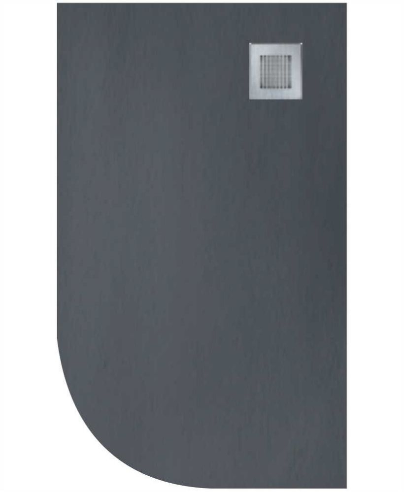 Slate 1000x800 Offset Quadrant Shower Tray RH Anthracite - Anti Slip