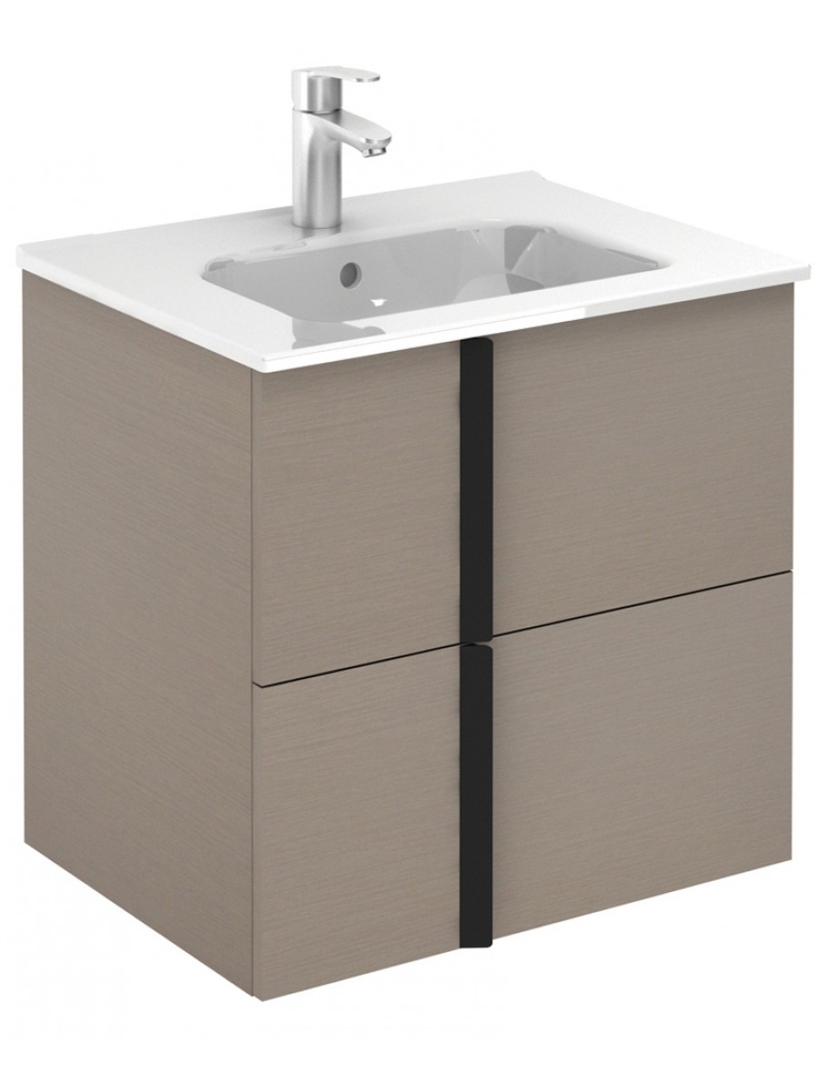 Athena Smokey Grey Wall Hung 60 Vanity Unit and SLIM Basin - 2 Drawer