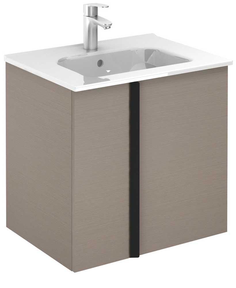 Athena Smokey Grey Wall Hung 60 Vanity Unit and SLIM Basin - 2 Door