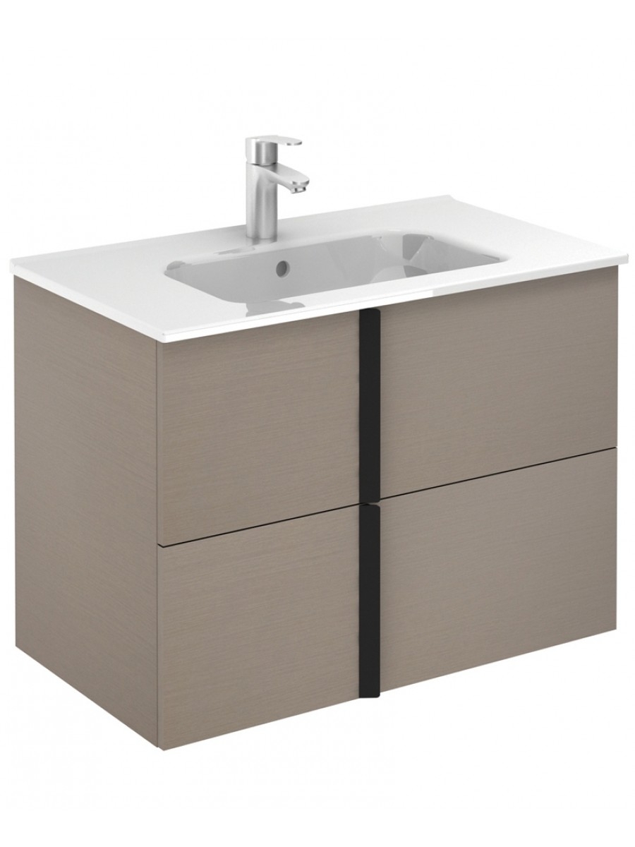 Athena Smokey Grey Wall Hung 80 Vanity Unit and SLIM Basin - 2 Drawer