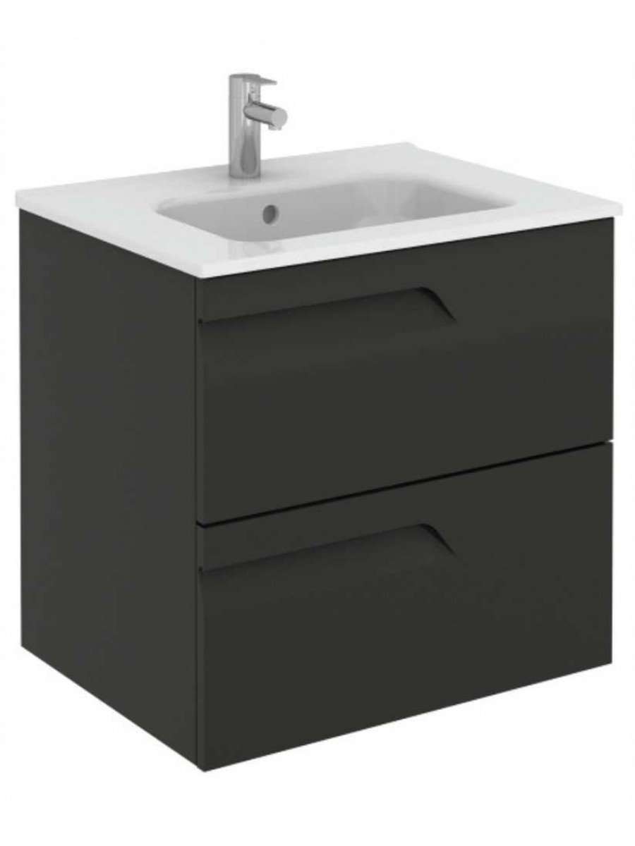 Pravia Gloss Grey 60 cm Wall Hung Vanity Unit and SLIM Basin - ** 60% Off
