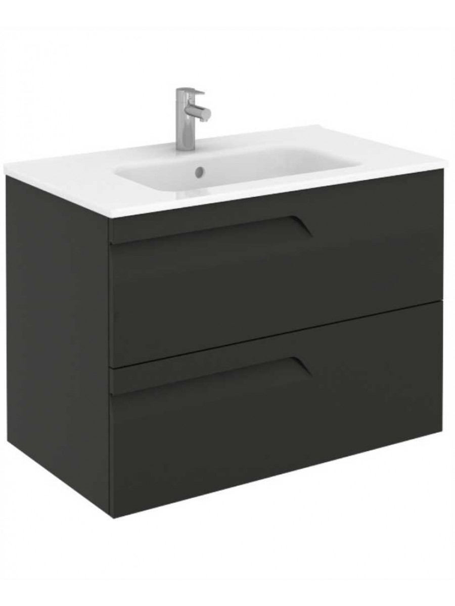 Pravia Gloss Grey 80 cm Wall Hung Vanity Unit and SLIM Basin - 60% off