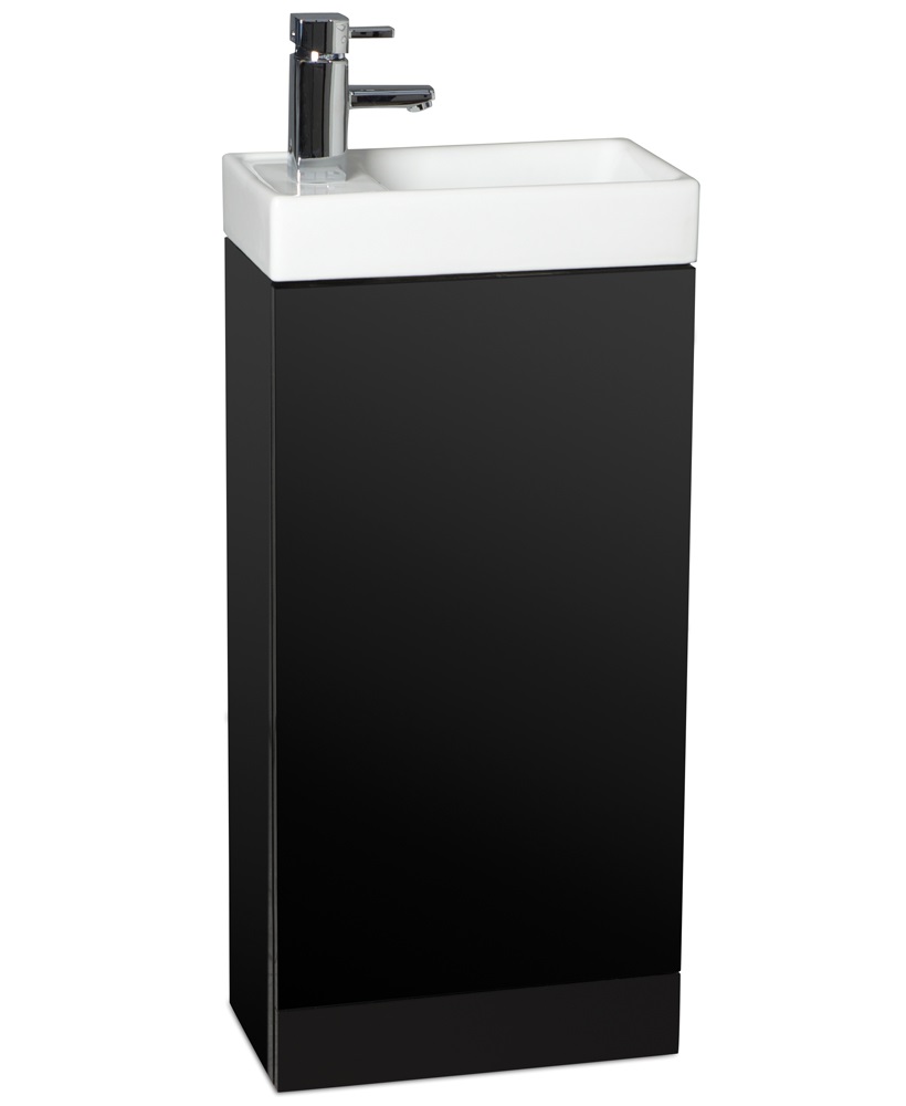 Space 40cm Black Floor Standing Unit , Cloakroom Basin & Tap