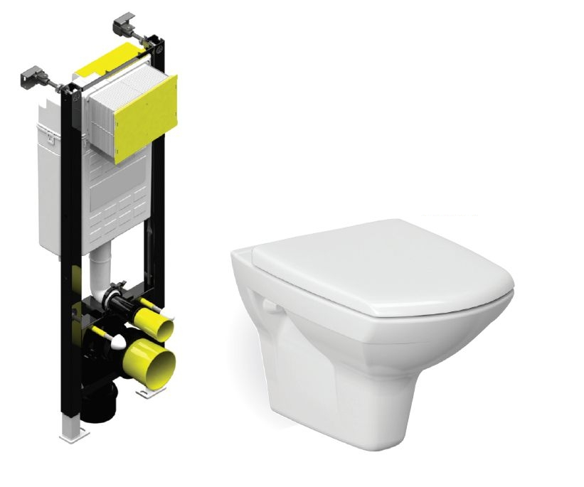Nanuna Rimless Wall Hung Toilet with Horizontal Outlet and Soft Close Seat with Fastfix Frame