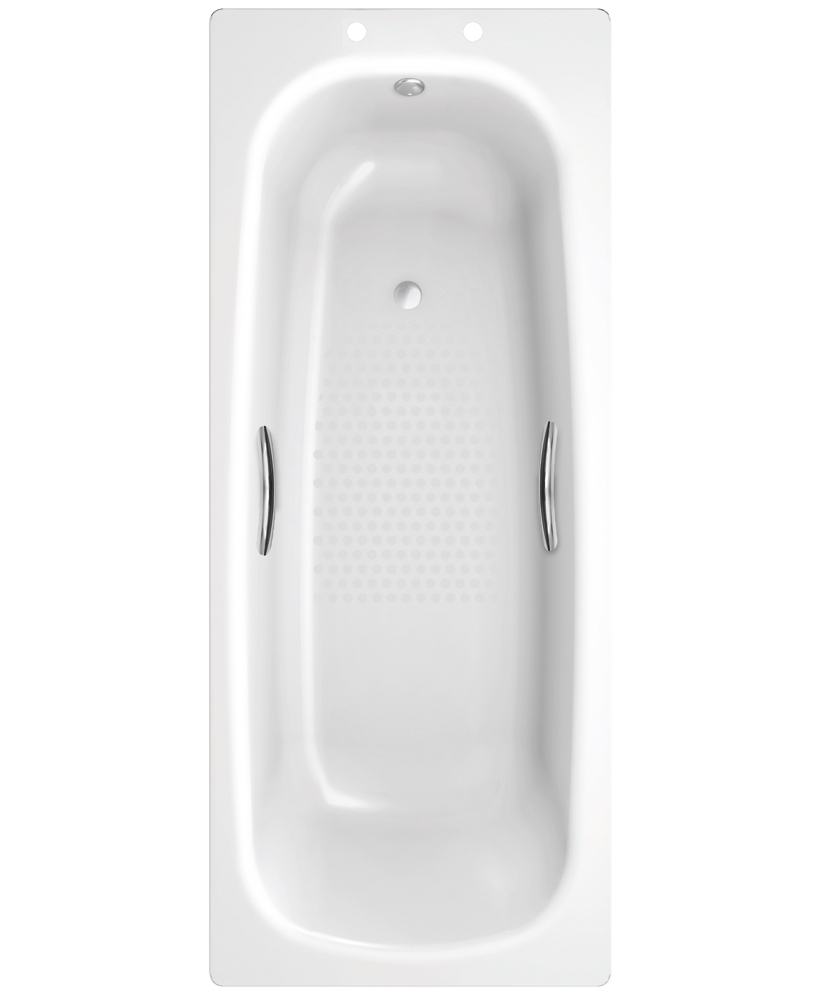 Stratum Single Ended 1700 x 700 Steel Bath - with Grips and Anti Slip