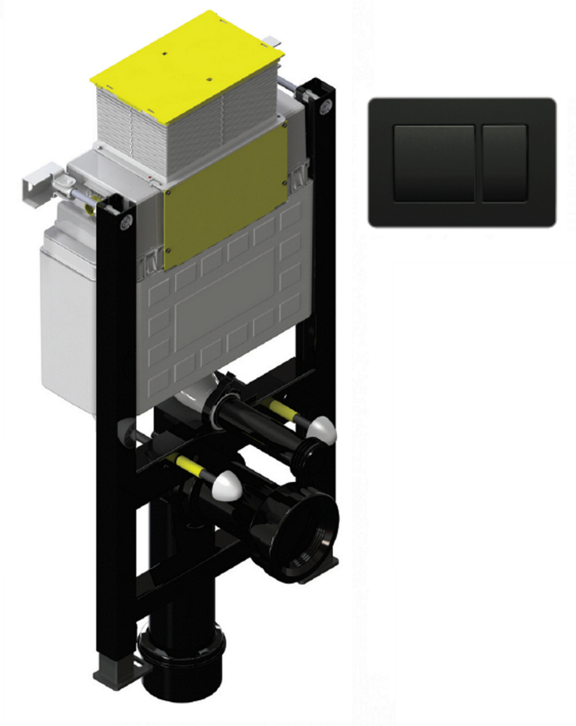 Fastfix Frame Low for Wall Hung Toilet , Top and Front access - Black - W420 x H780-880