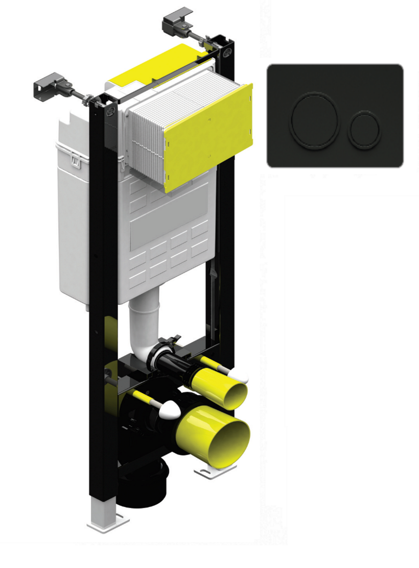 Fastfix Frame Small for Wall Hung Toilet black fascia plate, Top and Front access, W420 x H780-880