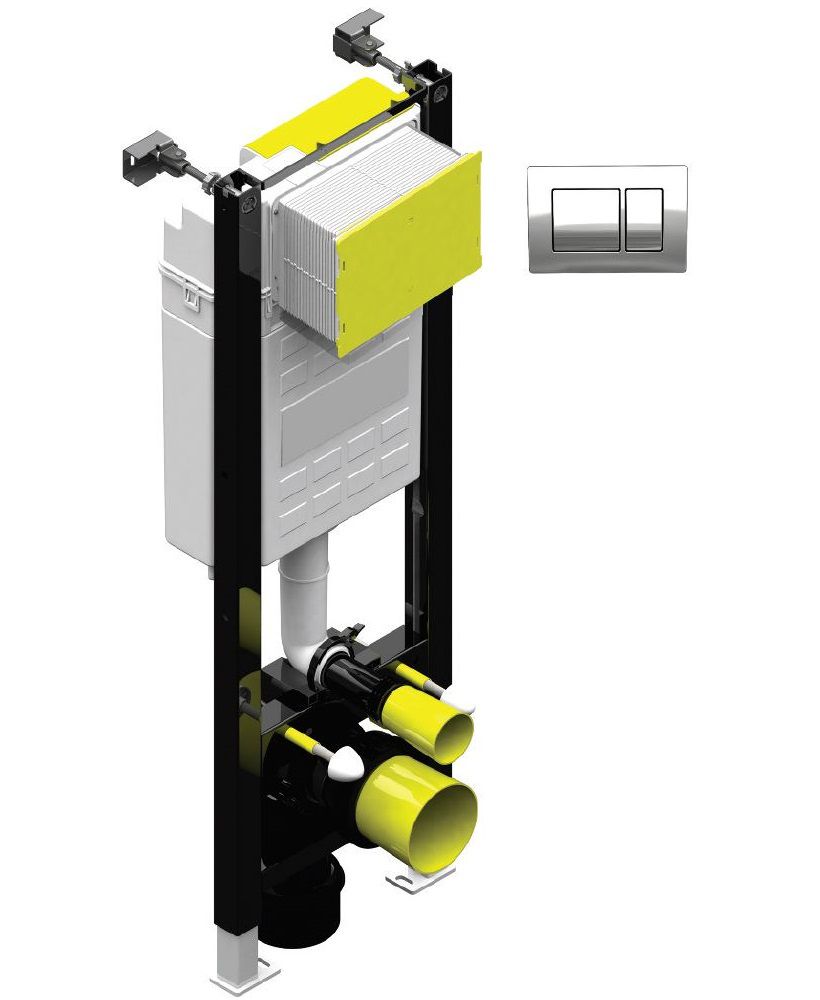 Fastfix High Frame Toilet - Front Access Rectangular Fascia Plate, Square Controls