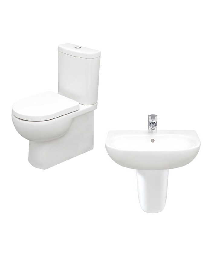 RAK Tonique Toilet and Washbasin Set with Semi Pedestal Basin