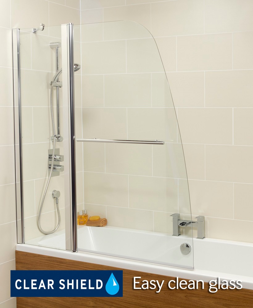 Two Panel Bathscreen with Towel Rail