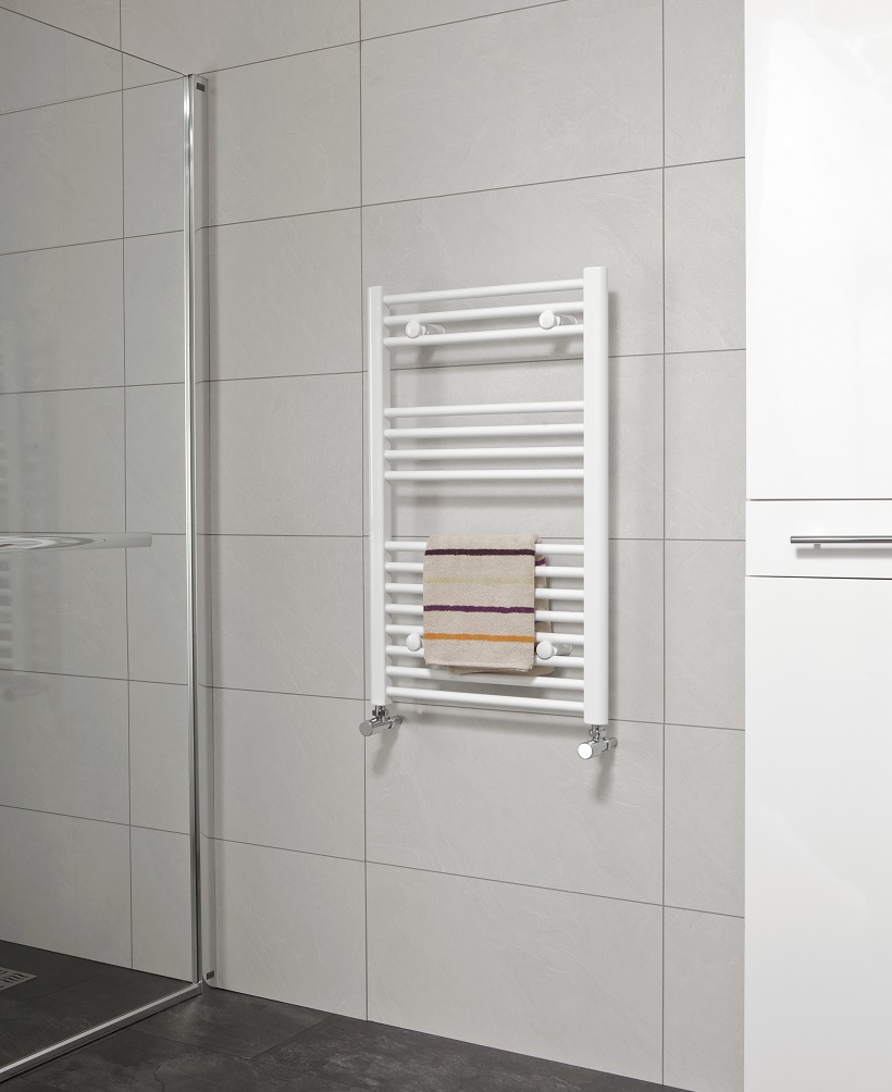 Straight White Heated Towel Rails