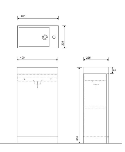 Space 40cm White Floor Standing Unit & Cloakroom Basin