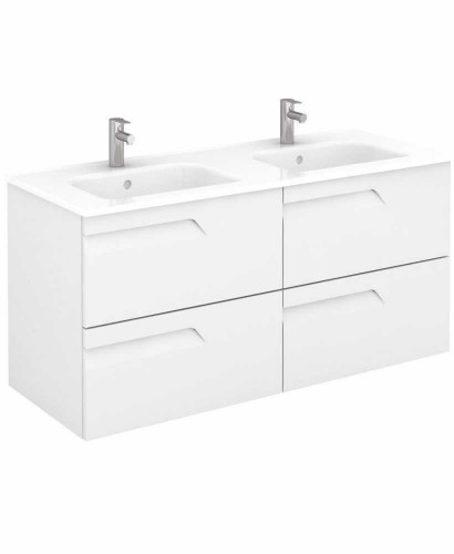 Pravia White 120 Cm Wall Hung Double Vanity Unit And Slim Basins Pravia White 120 Cm Wall Hung Double Vanity Unit And Slim Basins