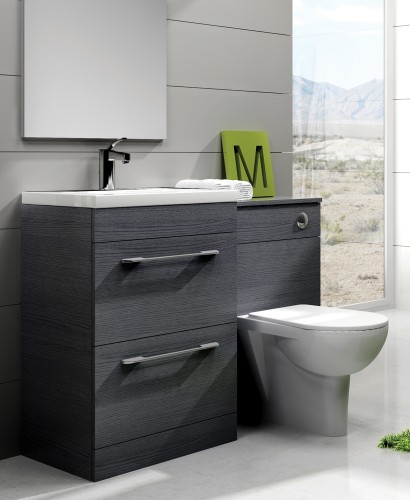 Carla Grey Slimline 60cm Combination Unit 2 Drawer 1215mm With Toilet