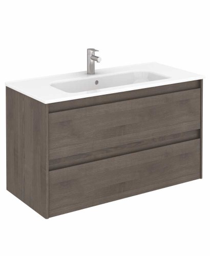 Vichy Ash 100 Cm Wall Hung Vanity Unit And Slim Basin Vichy Ash 100 Cm Wall Hung Vanity Unit And Slim Basin