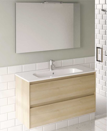 Vichy Oak 60 Cm Wall Hung Vanity Unit And Slim Basin