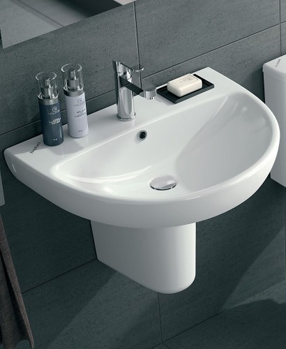 Wash Basin With Semi Pedestal Twyford E100 Round 600 Twyford E100 Round 600 Basin Semi Pedestal