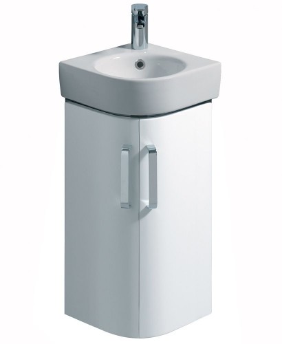 E200 320 White Corner Vanity Unit Wall Hung