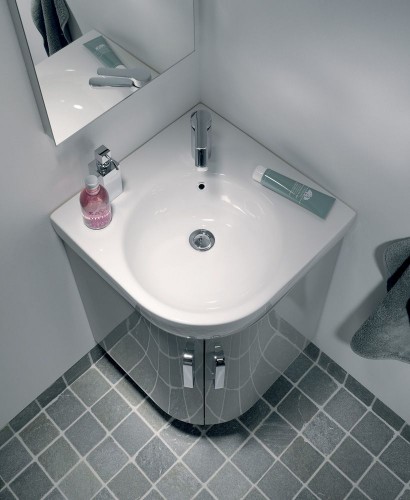 E200 500 Grey Corner Vanity Unit Floor Standing With 1th Basin
