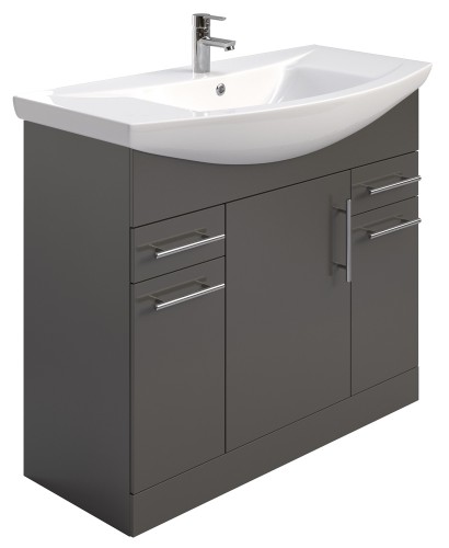 Floor Standing Vanity Units Blanco Gloss Grey 105 Vanity Unit Basin