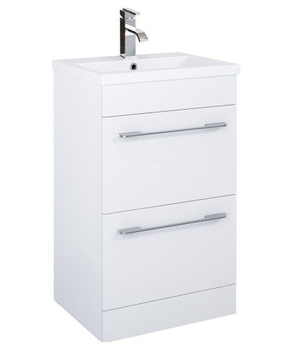 Carla 50cm Vanity Unit 2 Drawer White And Basin