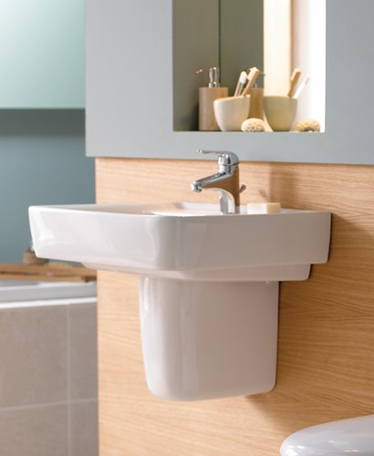 Twyford Wash Basins Galerie Plan Basin 60cm With Semi Pedestal Galerie Plan Basin 60cm With Semi Pedestal