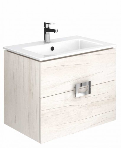 Bathroom Furniture Ava Light Wood 55 Cm Wall Hung Vanity Unit And