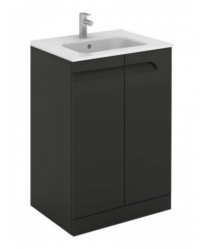 Pravia Gloss Grey 60 Cm Floor Standing Vanity Unit And SLIM Basins