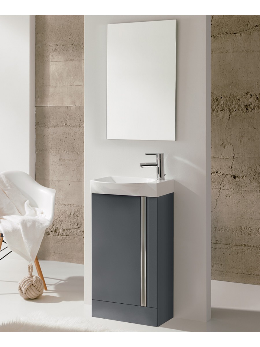 Bern 45 Cm Gloss Grey Vanity Pack With Mirror Bern 45 Cm Gloss Grey Floor Standing Vanity Pack With Mirror