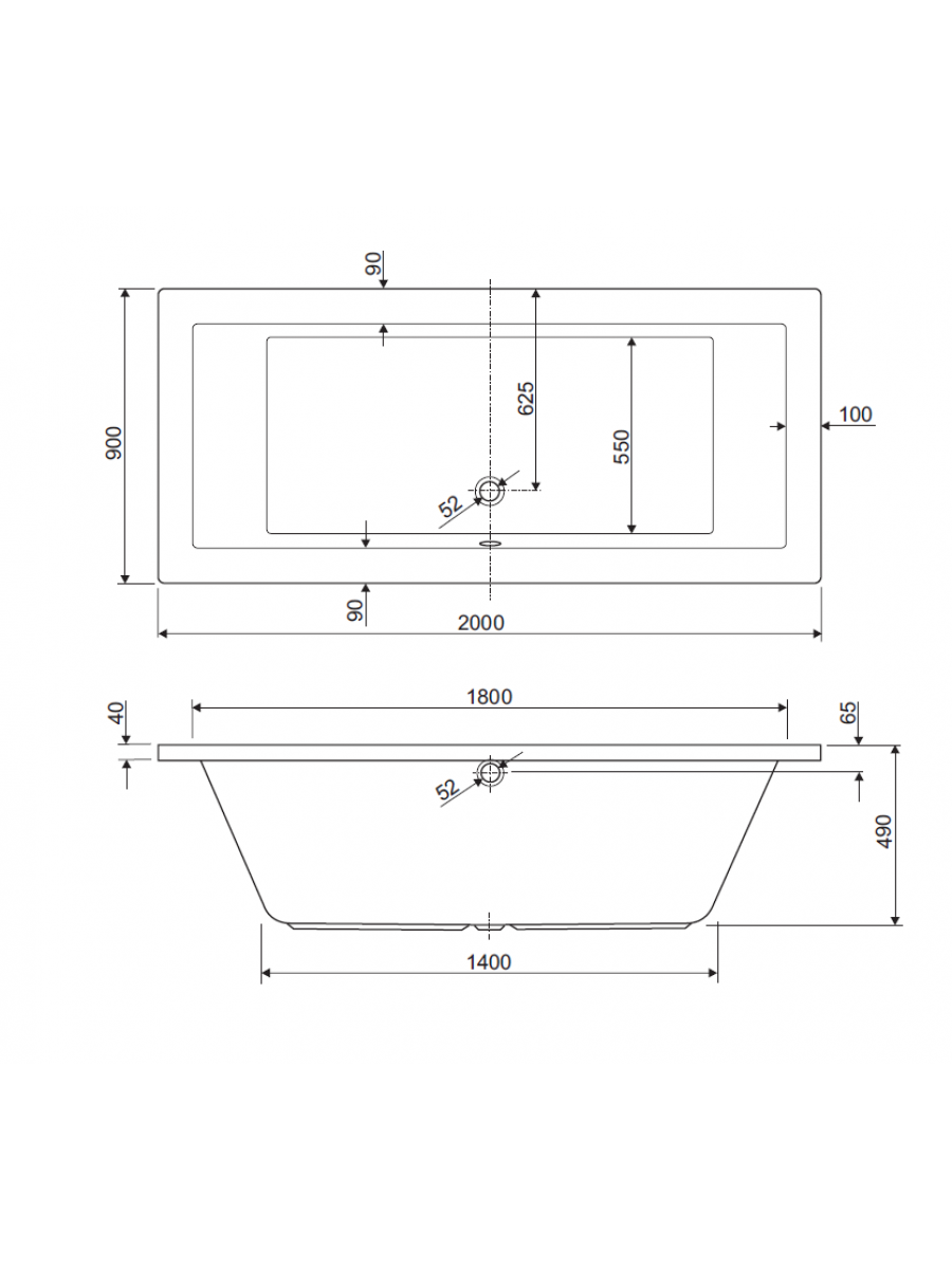 Extra Deep Baths Duo 2000x900 Double Ended Bath