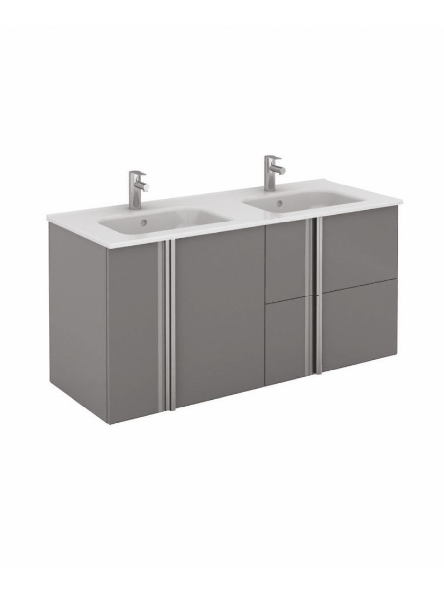 Athena 120cm Gloss Grey Double Vanity Unit With Slim Basin