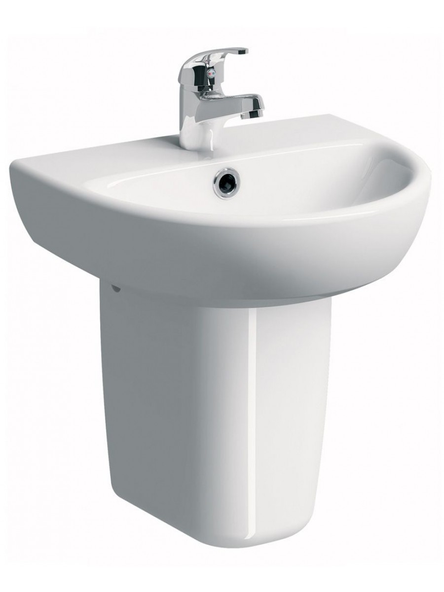 Wash Basin with Semi Pedestal Twyford E100 Round 450 Basin & Semi Pedestal