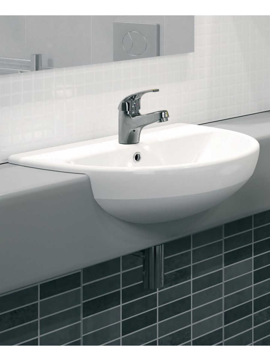 Twyford E100 Round 550 Semi Recessed Basin 1th