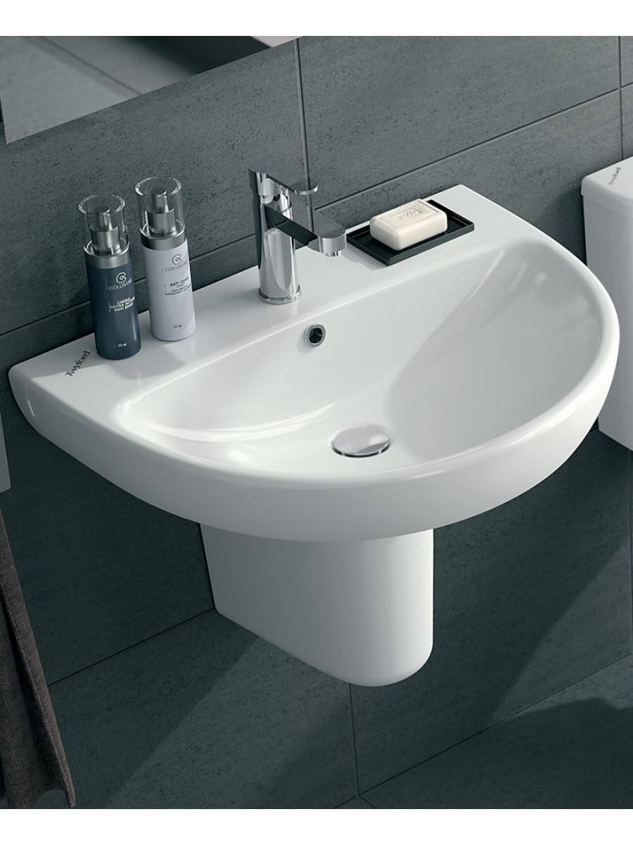 Twyford Wash Basins Twyford E100 Round 550 Basin & Semi Pedestal