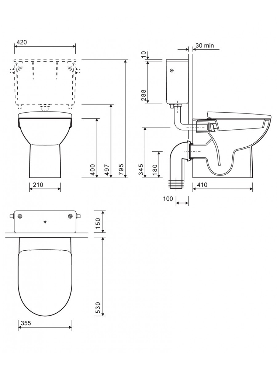 Back to Wall Toilets Twyford E100 Round Back To Wall Toilet & Soft
