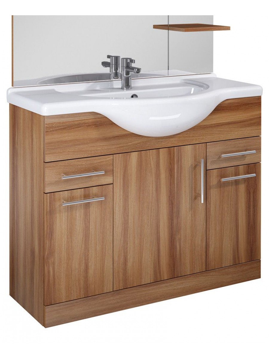 Blanco Walnut 105cm Vanity Unit, Basin
