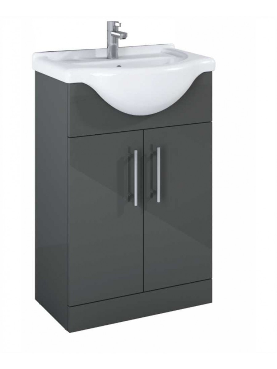 Blanco Gloss Grey 55cm Vanity Unit & Basin