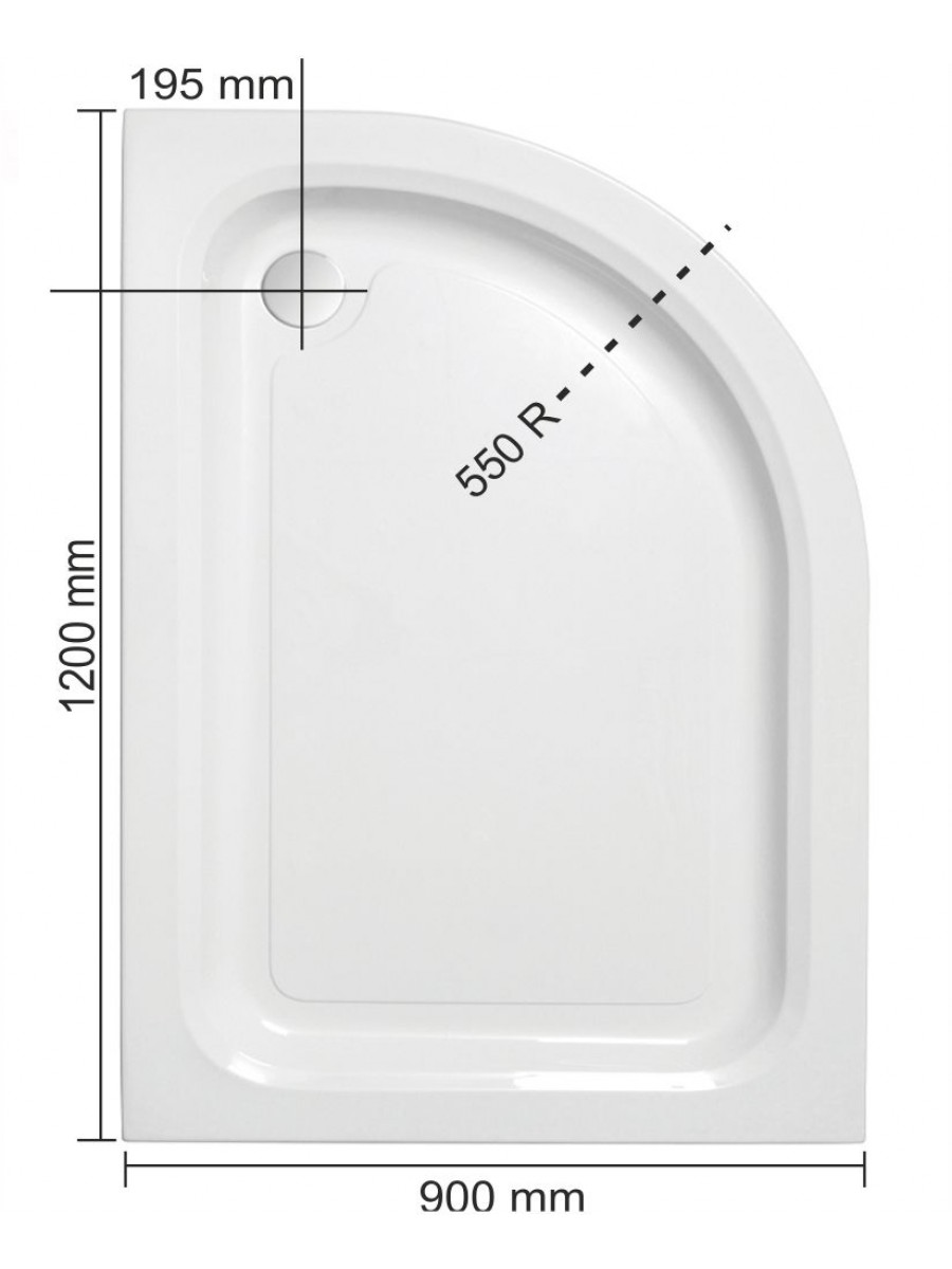 Quadrant Shower Trays JT Ultracast 1200 x 900 Offset Quadrant Shower