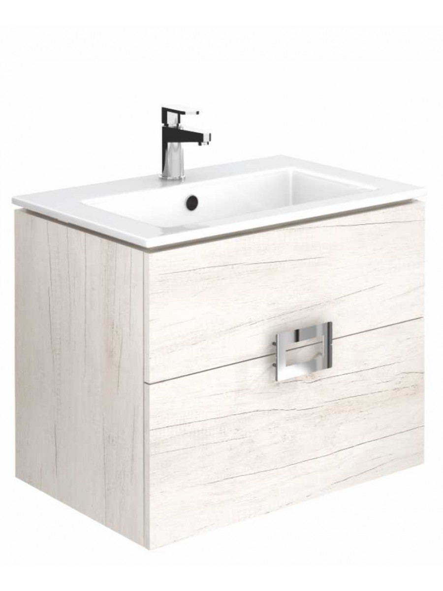 Ava Light Wood 55 Cm Wall Hung Vanity Unit And Basin