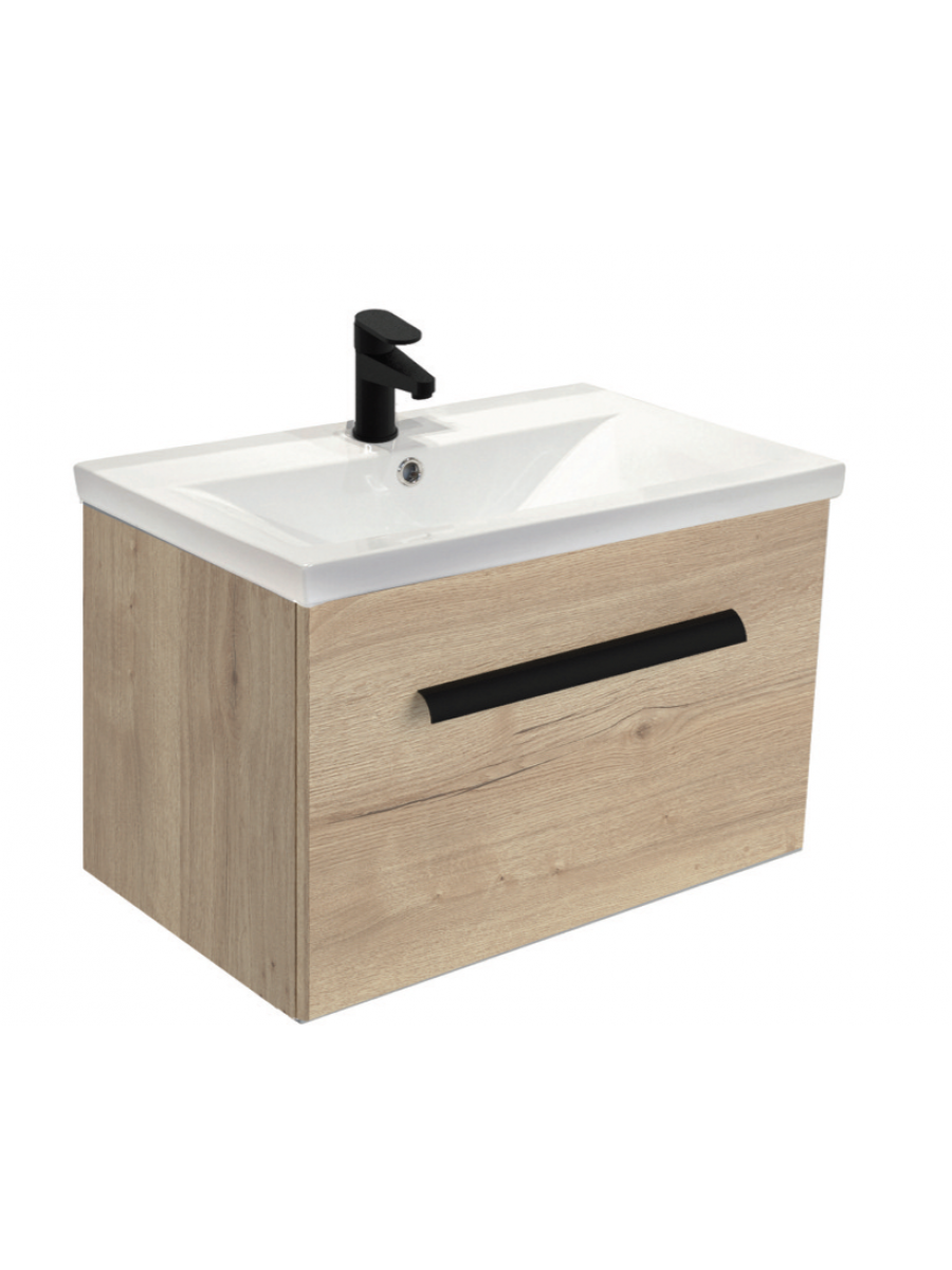 Vanore Halifax Oak Slimline 50cm Wall Hung Vanity Unit