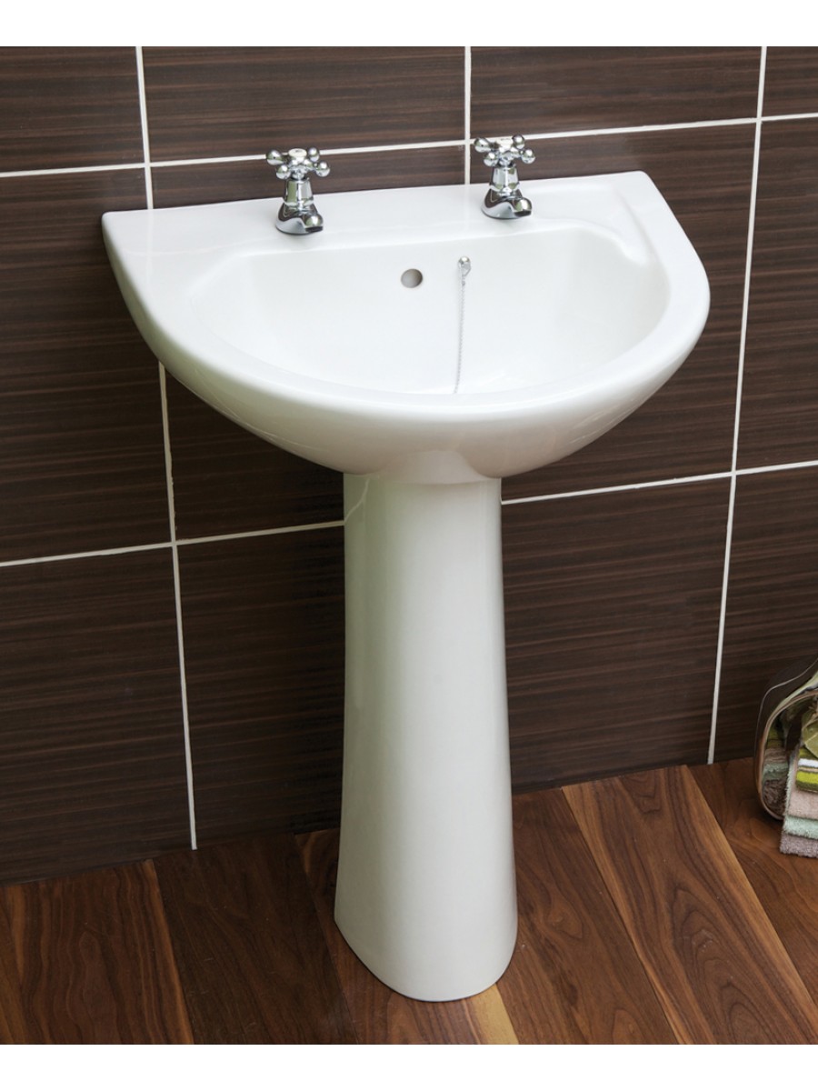 Option 55cm Basin & Pedestal (2TH) OT4212 + OT4910
