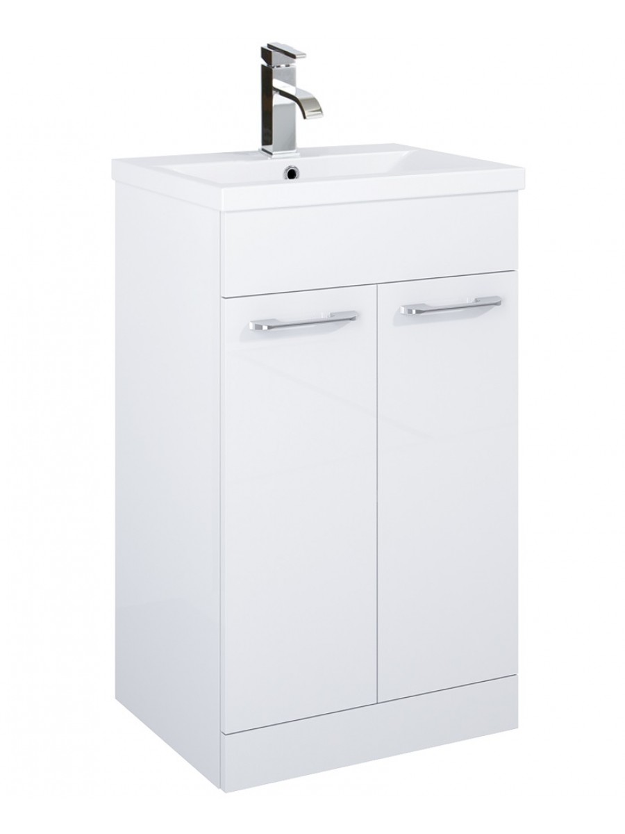 Paola 50cm Vanity Unit 2 Door White And Basin