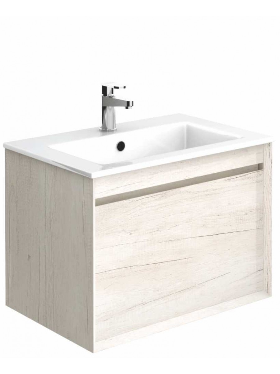 Regine Light Wood 65 Cm Wall Hung Vanity Unit And Basin