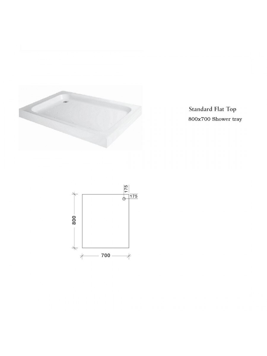 Standard Shower Trays JT Ultracast 800 x 700 Rectangle Shower Tray