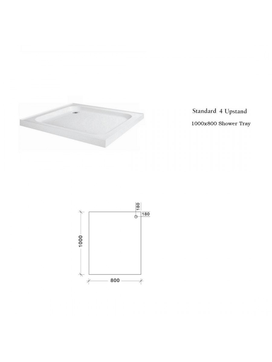 JT Ultracast 1000 x 800 Rectangle 4 Upstand Shower Tray Available at