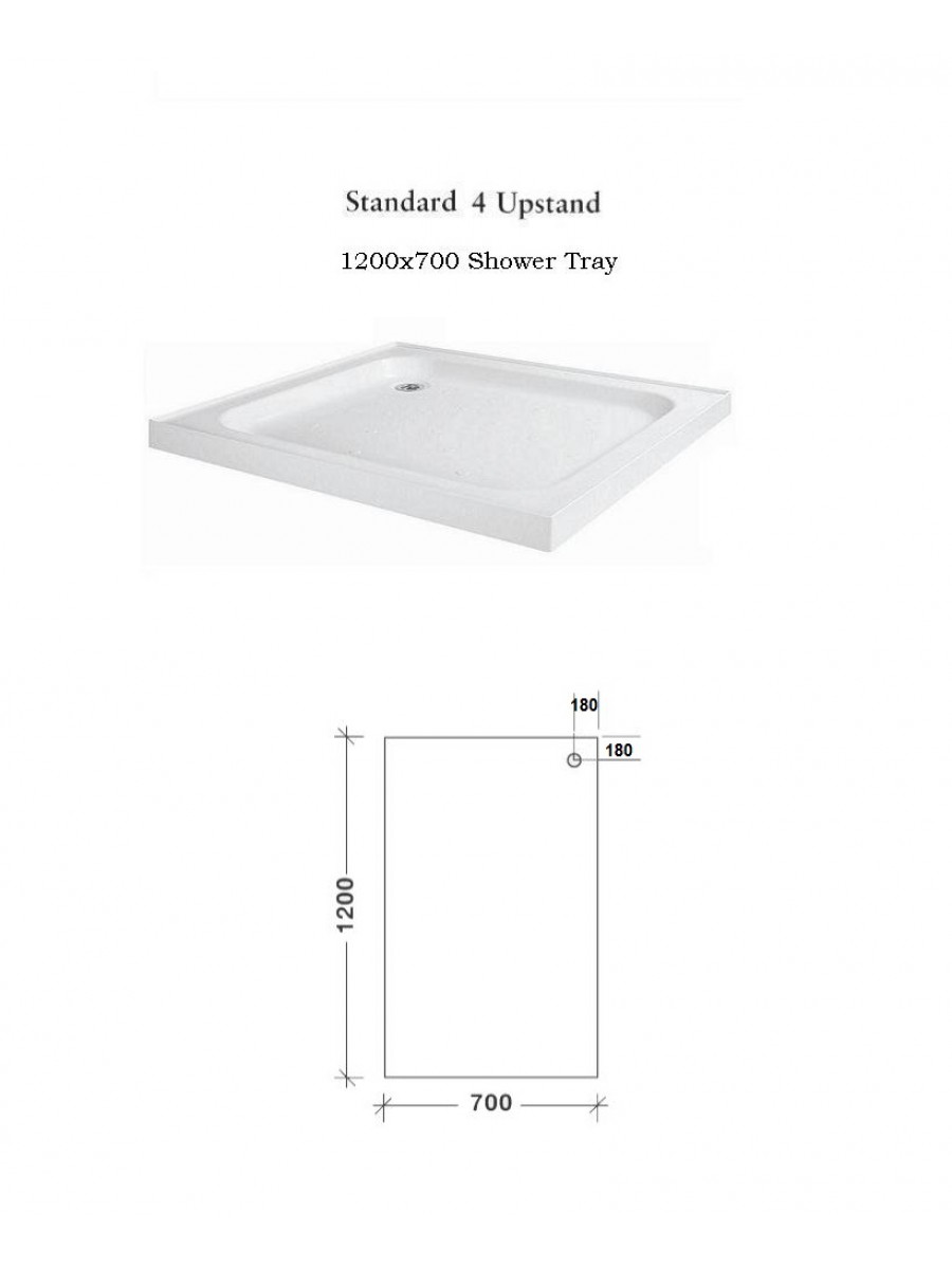 Just Trays Shower Trays JT Ultracast 1200 x 700 Rectangle 4 Upstand