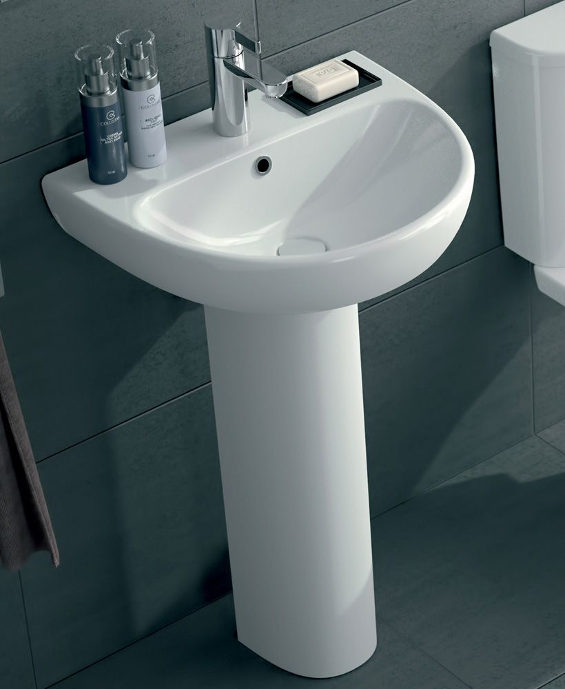 Wash Basin with Pedestal Twyford E100 Round 600 Basin & Pedestal