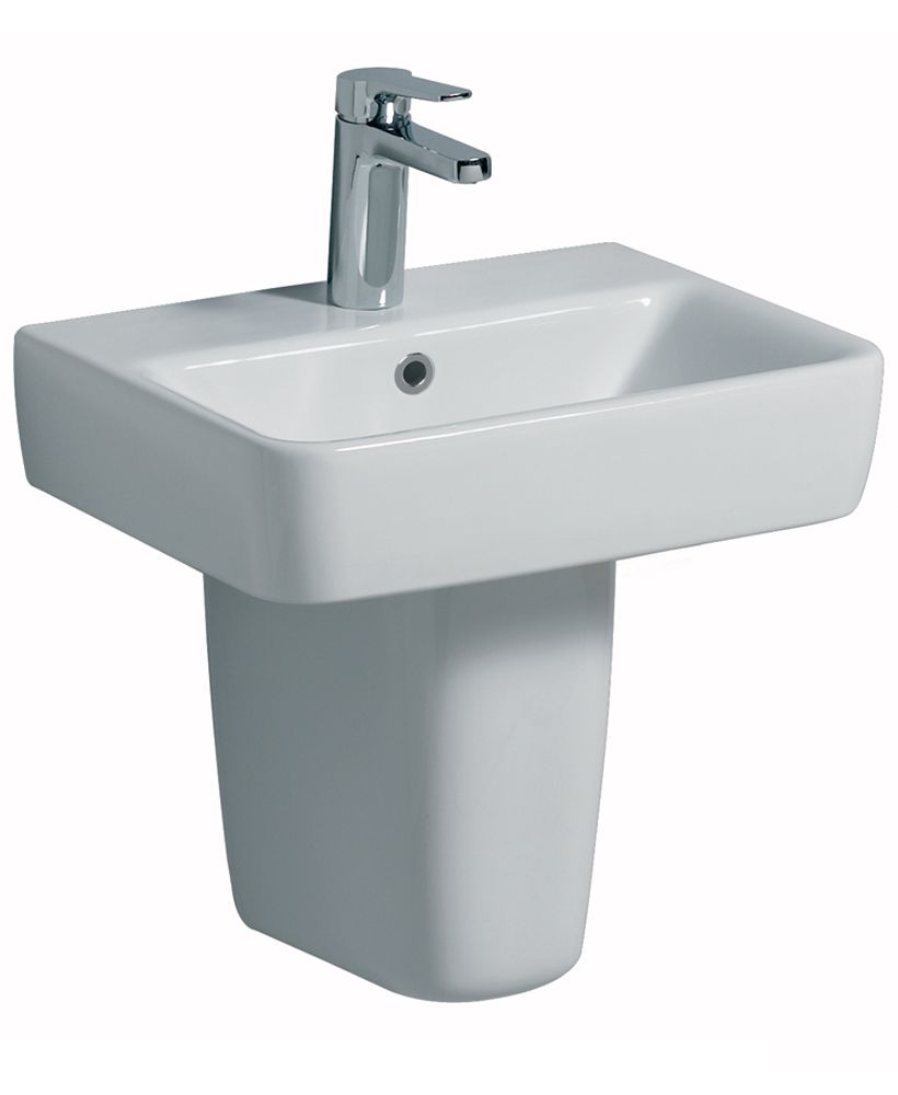 Short Projection Basin Twyford E200 450 Handrinse Basin & Semi Pedestal