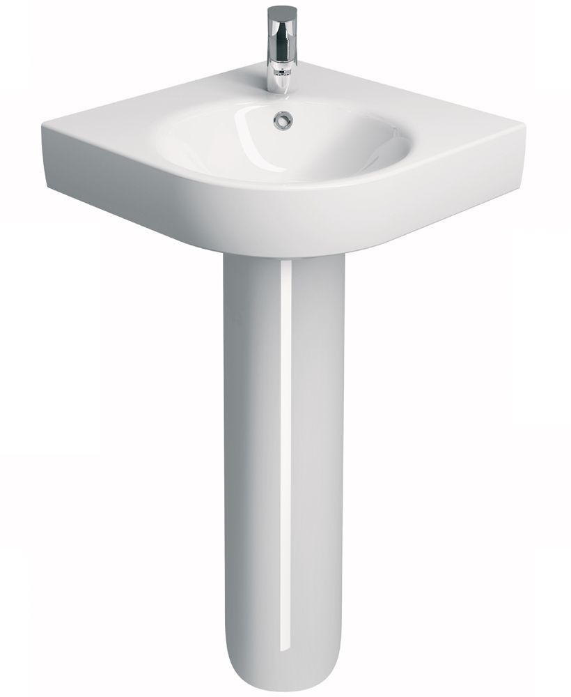 Corner Wash Basin Twyford E200 500 Corner Handrinse Basin & Pedestal