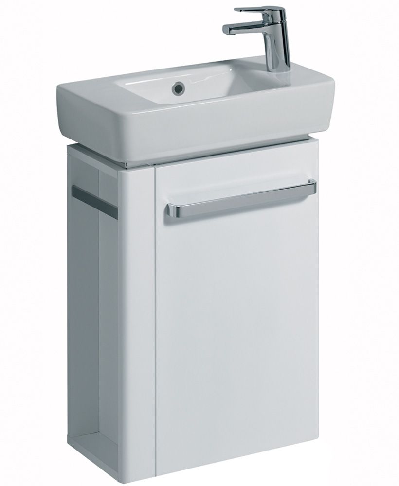 Twyford E200 500 White Vanity Unit Wall Hung RH Tap with Left Towel Rail